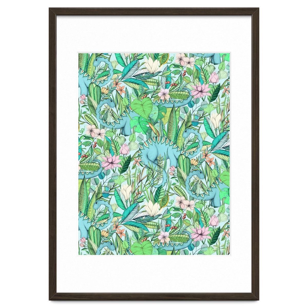 Improbable Botanical with Dinosaurs - soft pastels