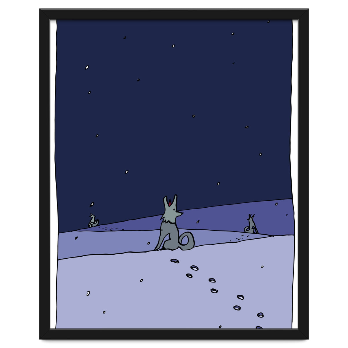 Dogs in Winter Night