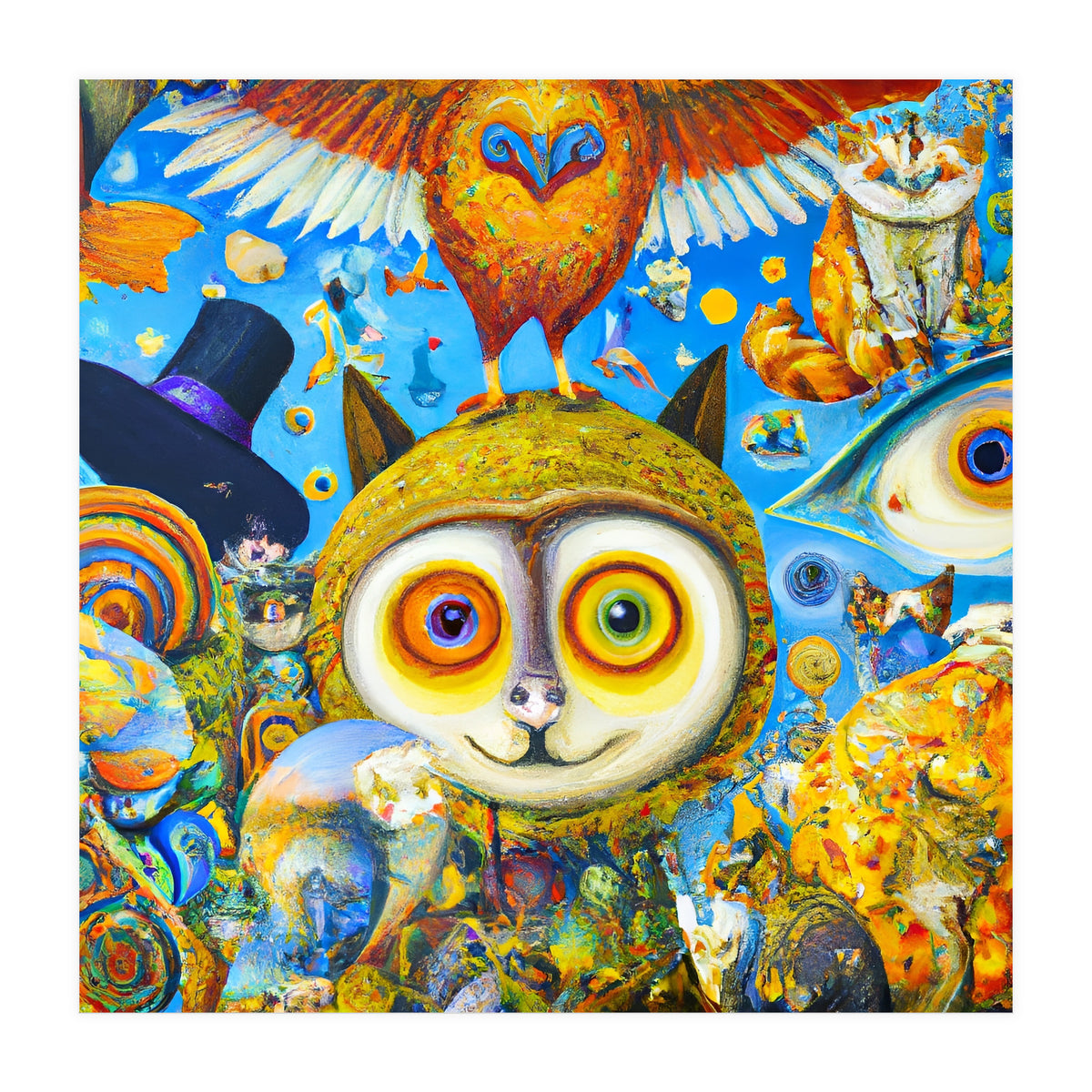 Chaotic and Colorful Fantasy Creatures Art Print (Print Only)