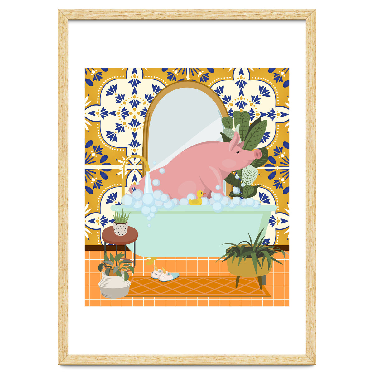 Piggie Bathing in Moroccan Style Bathroom