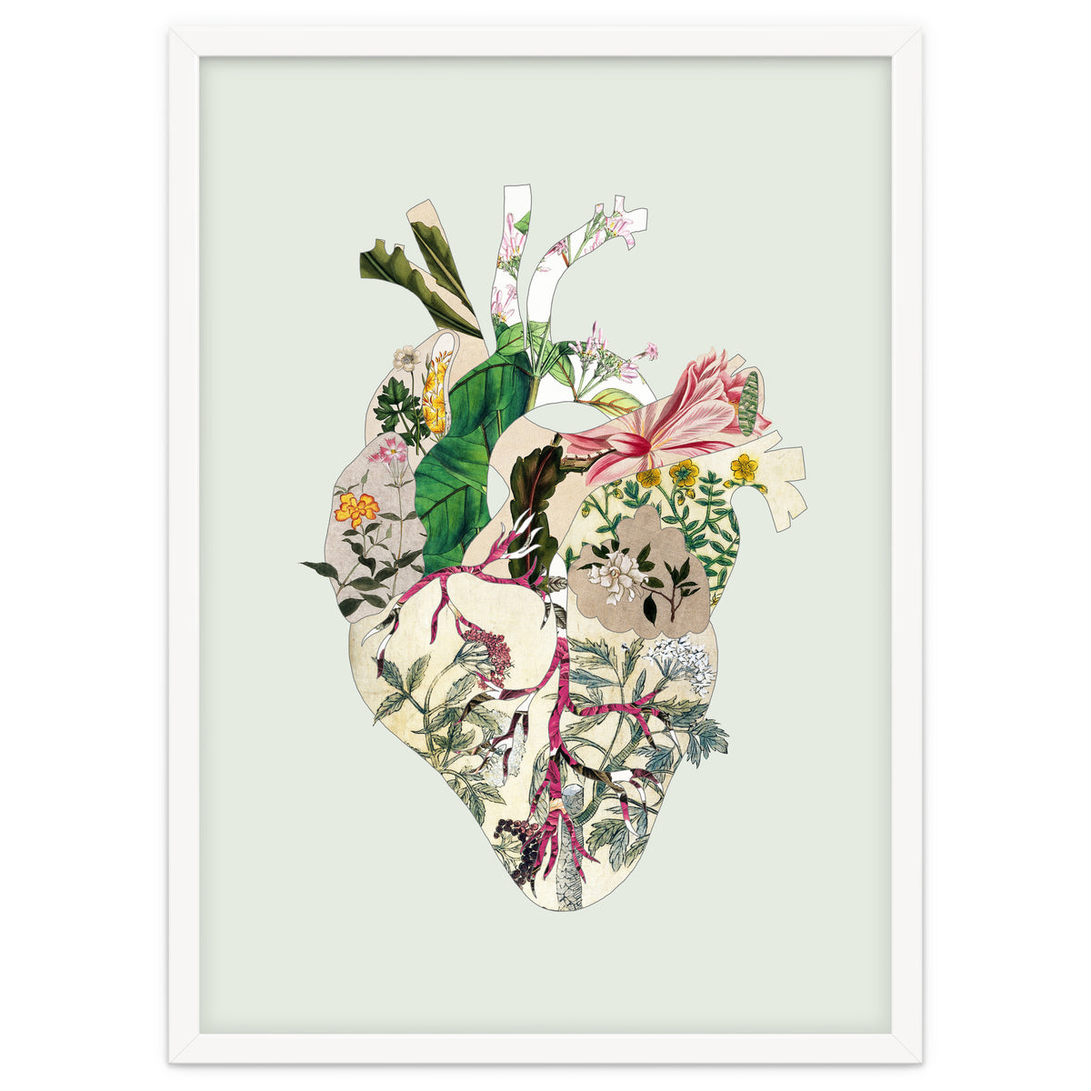 Vintage Botanical Heart - Green