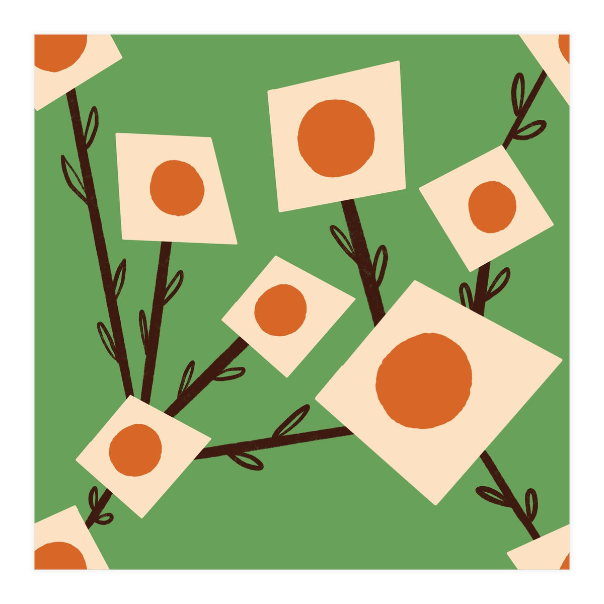 Green Square Flower Bouquet (Print Only)