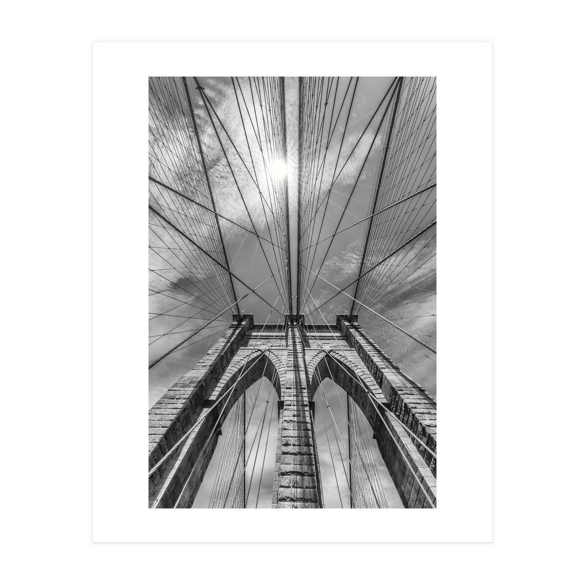 NEW YORK CITY Brooklyn Bridge in Detail | monochrome (Print Only)