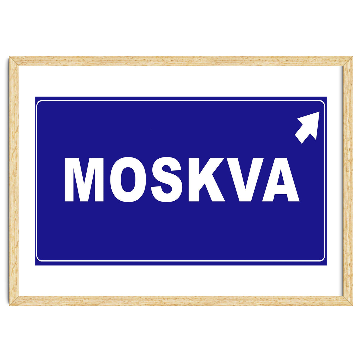 Let`s go to Moskva, Russia! Blue road sign