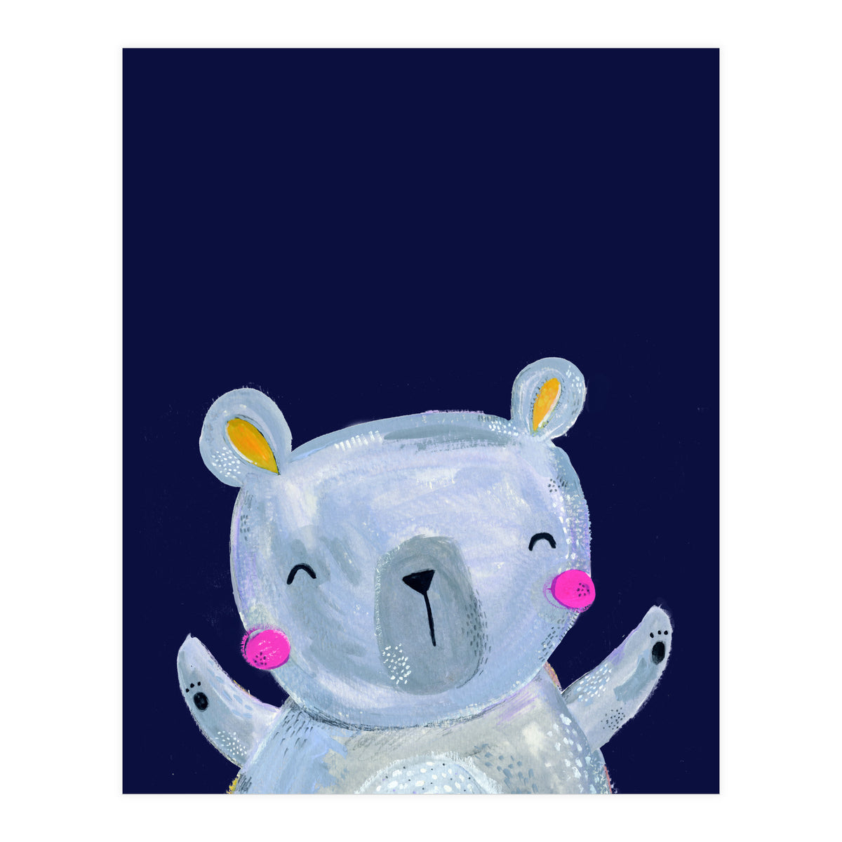 Woodland Bear On Navy (Print Only)