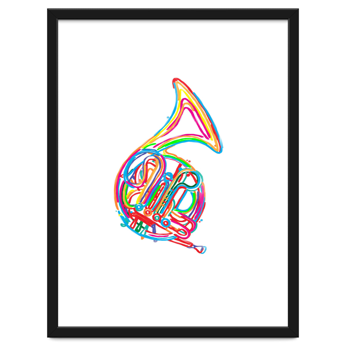 Watercolor French Horn