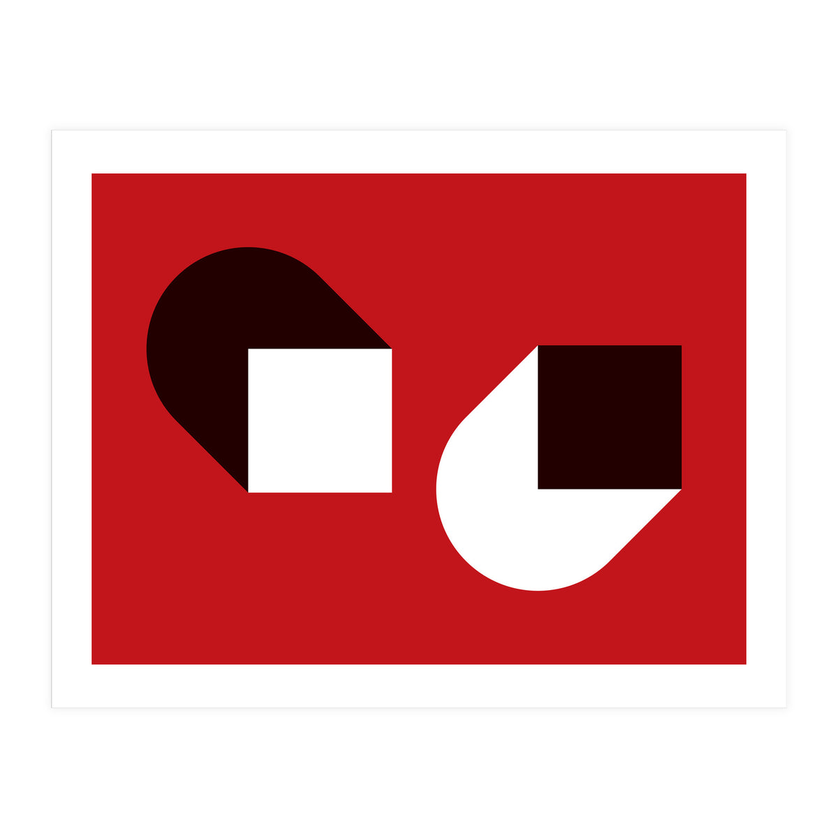 Geometric Shapes No. 38 - red, white & black (Print Only)