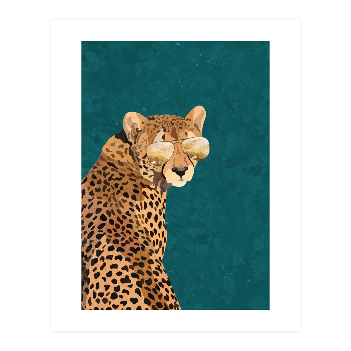 Cool Cat Cheetah Gold and Green (Print Only)