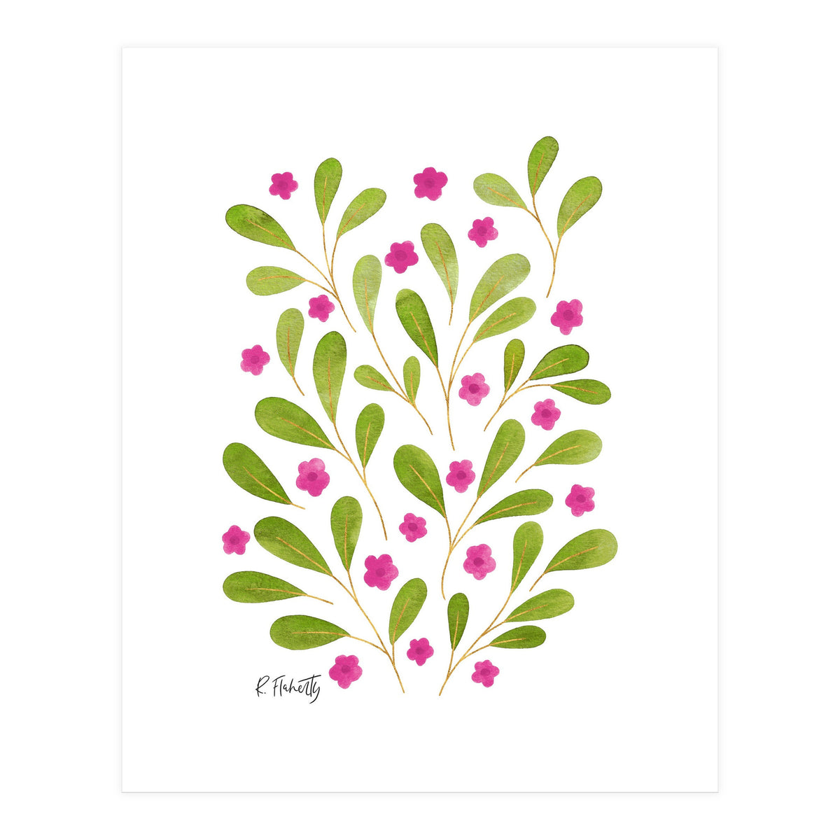 Springtime Floral | Pink and Green (Print Only)
