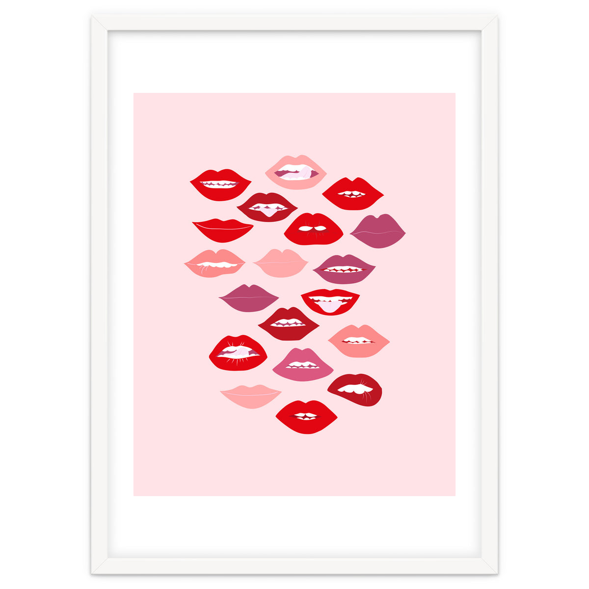 Lips Red with Pink Background