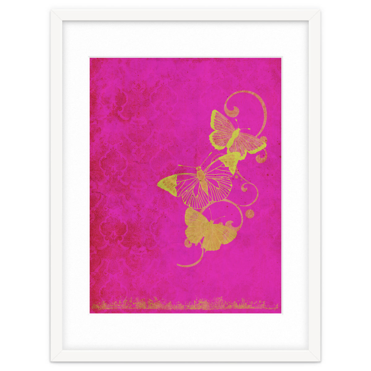 Yellow Butterflies on Pink