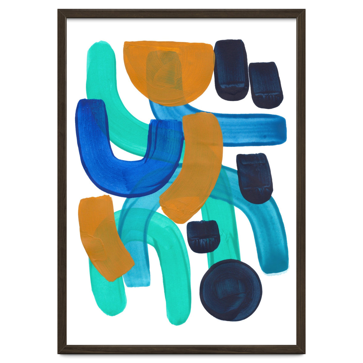 Fun Colorful Blue Turquoise Shape Yellow Accent