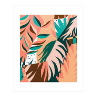 Watching The Leaves Turn, Tropical Autumn Colorful Eclectic Abstract Palm Nature Boho Graphic Design (Print Only)