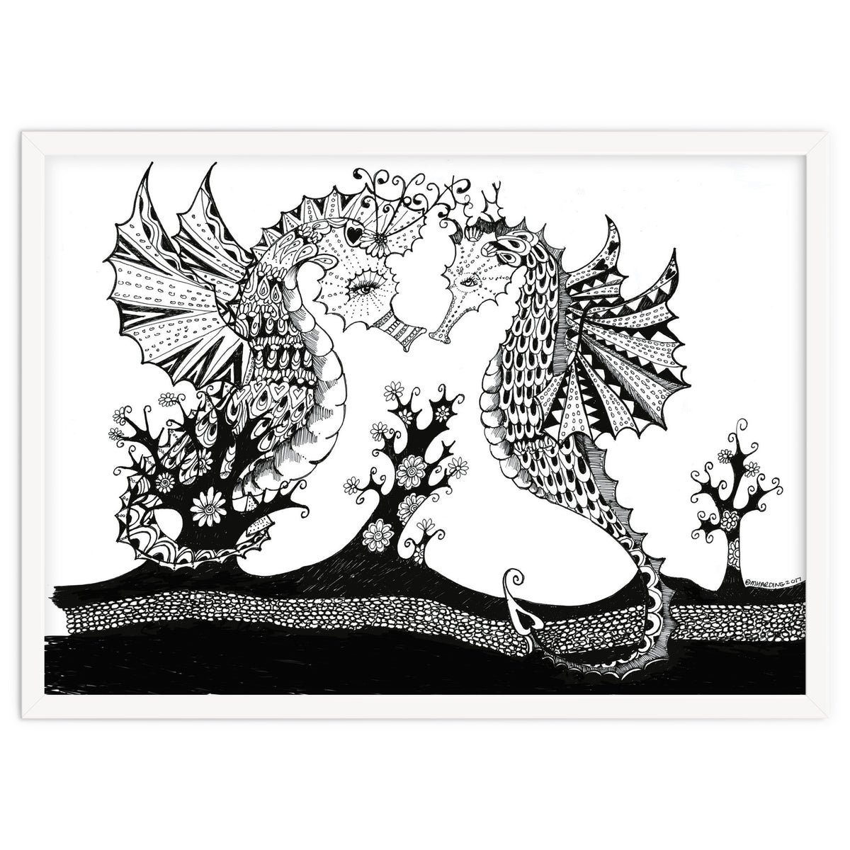 Seahorse Dragons Love Illustration