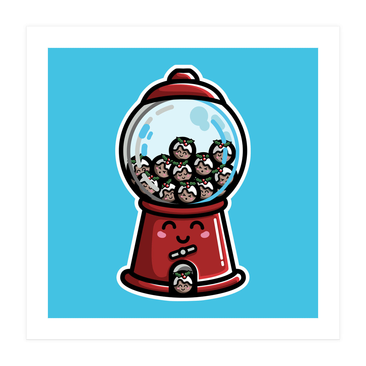 Kawaii Cute Christmas Pudding Gumball Machine (Print Only)