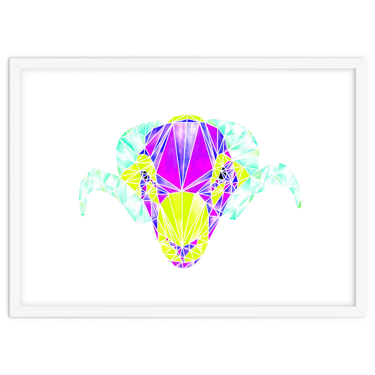 Colourful Geometric Swaledale Sheep Tup with White Lines