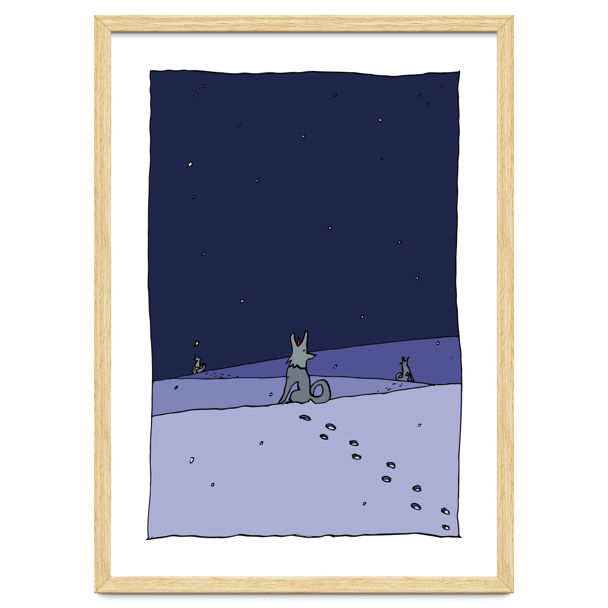 Dogs in Winter Night