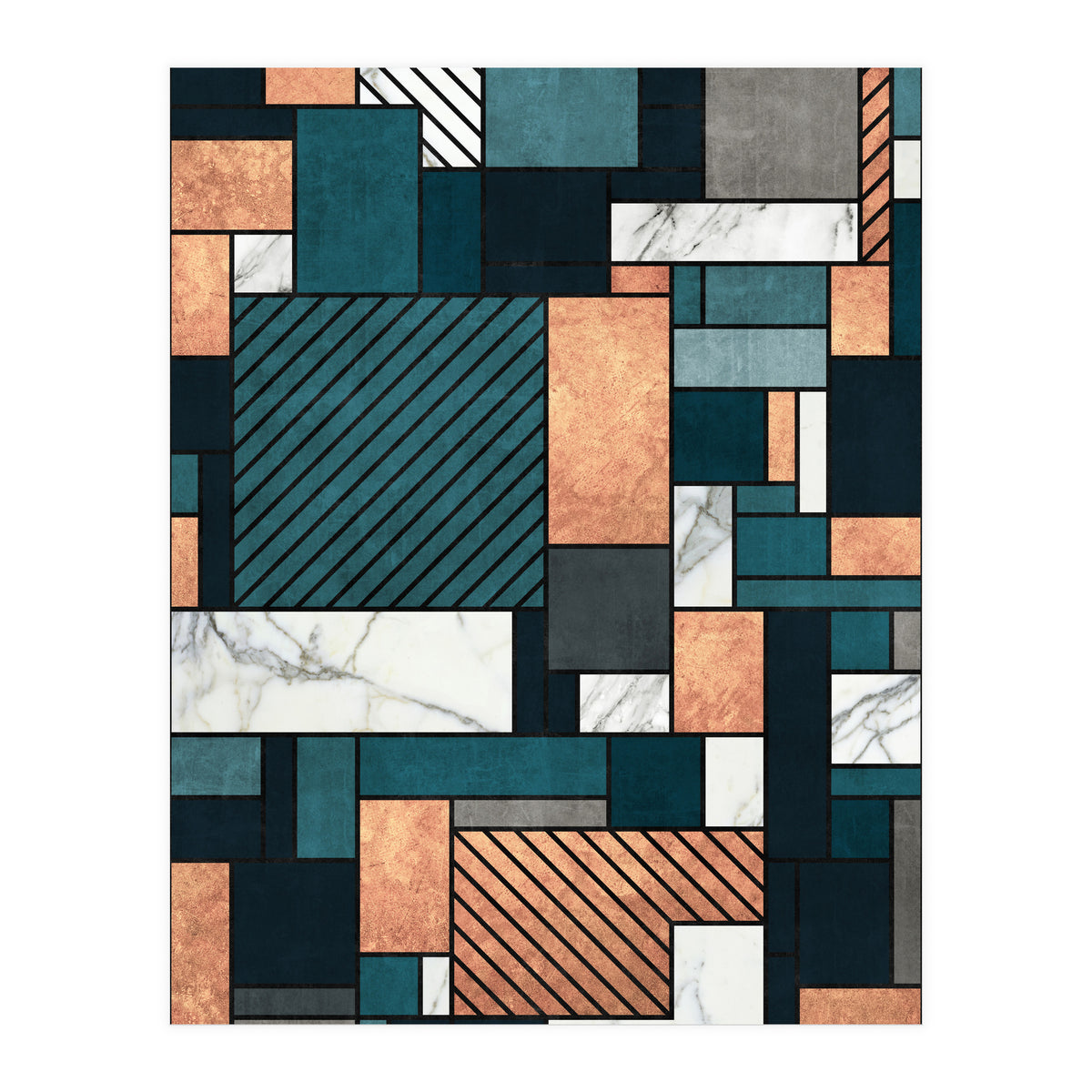 Random Pattern - Copper, Marble, and Blue Concrete (Print Only)