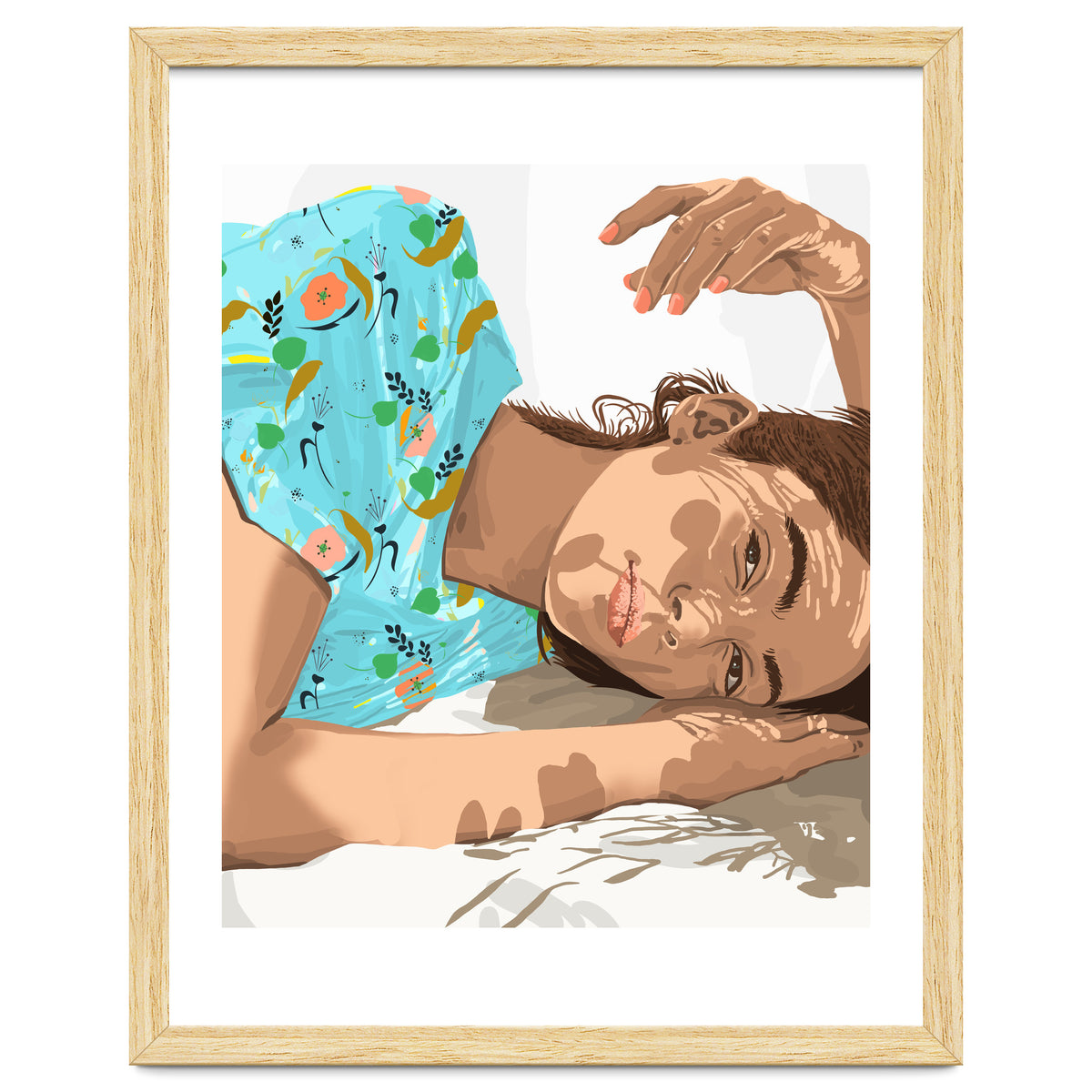 Feel the Sun from Both Sides, Summer Bohemian Woman Illustration, Vibrant Colorful Portrait Painting