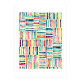 Retro Beach Chair Pastel Watercolor Stripes (Print Only) thumbnail