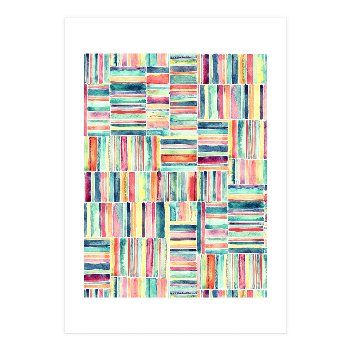 Retro Beach Chair Pastel Watercolor Stripes (Print Only)