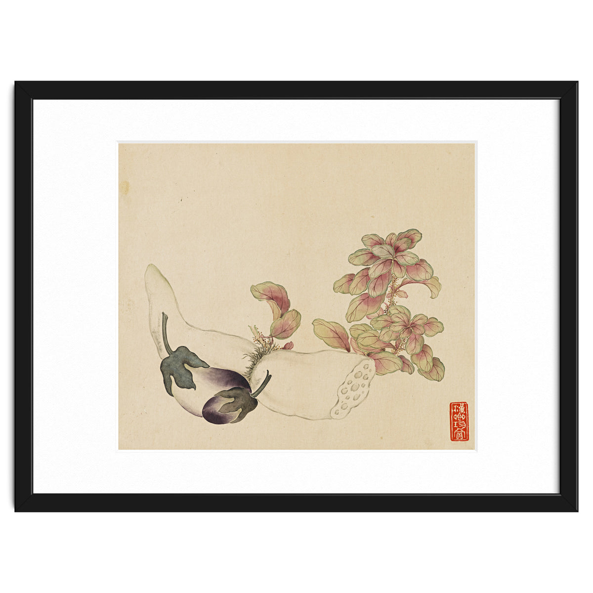 Wang Chengyu ~flowers, Vegetables, Fruits, Eggplant, Lotus Root