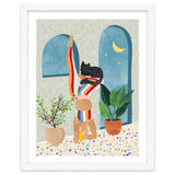 Headstand, Cat Yoga, Active Woman Workout, Eclectic Colorful Pets Terrazzo thumbnail