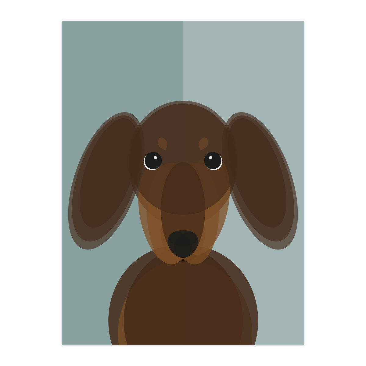 Mid Century Geometric Dachshund Dog (Print Only)