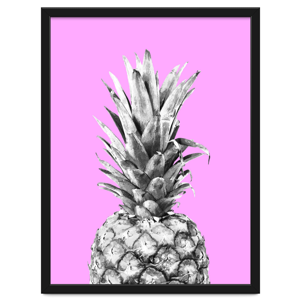 Black and White Pineapple Pink Background
