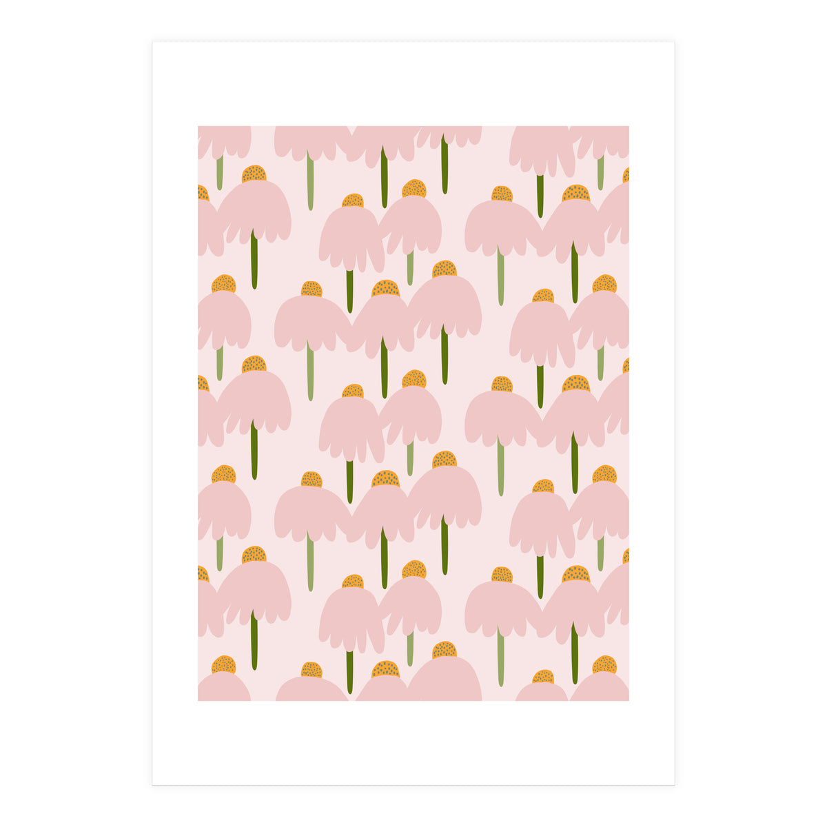 Pastel Pink Flower Pattern  (Print Only)