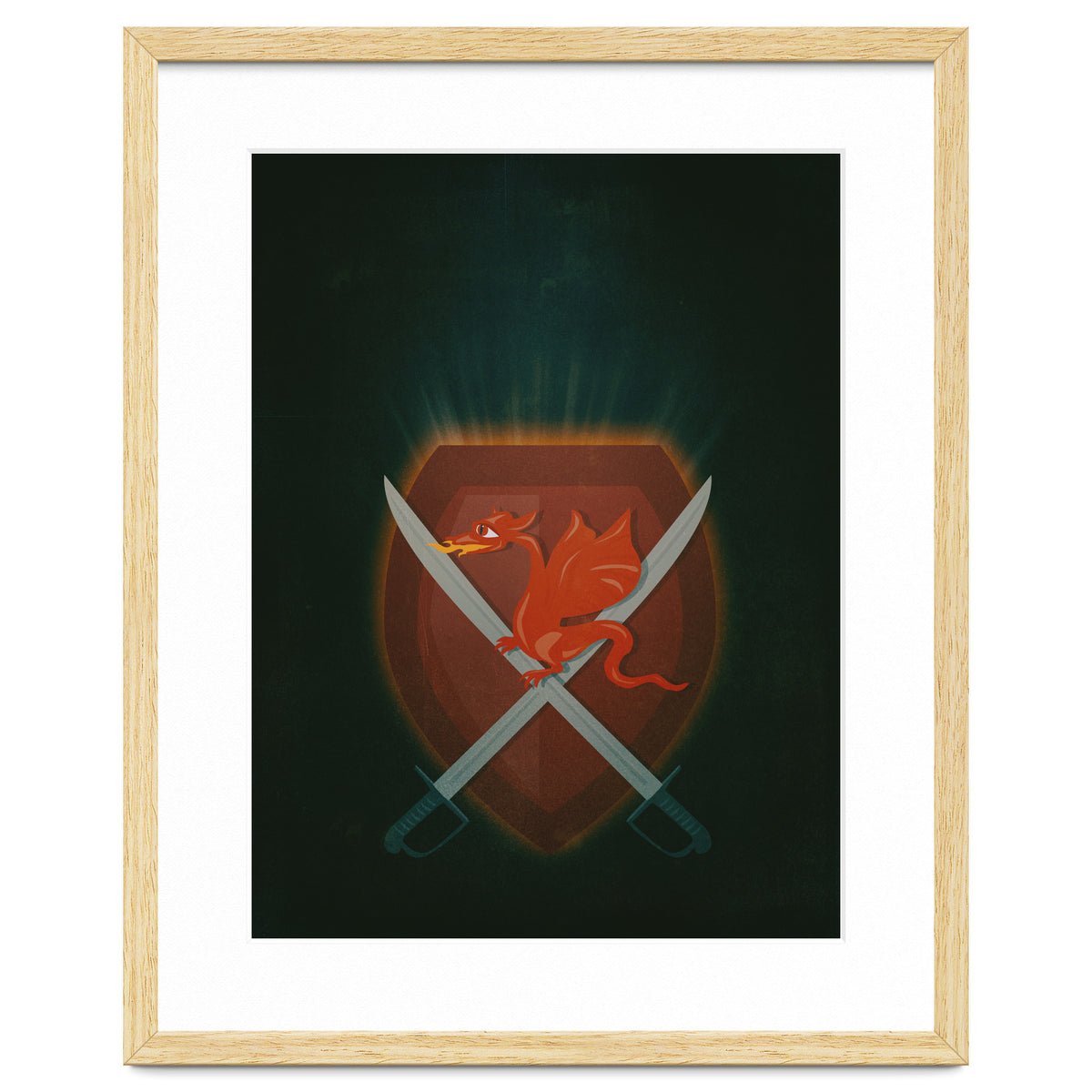 Heraldic dragon and cutlasses