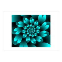 Turquoise Floral Satin Art (Print Only)
