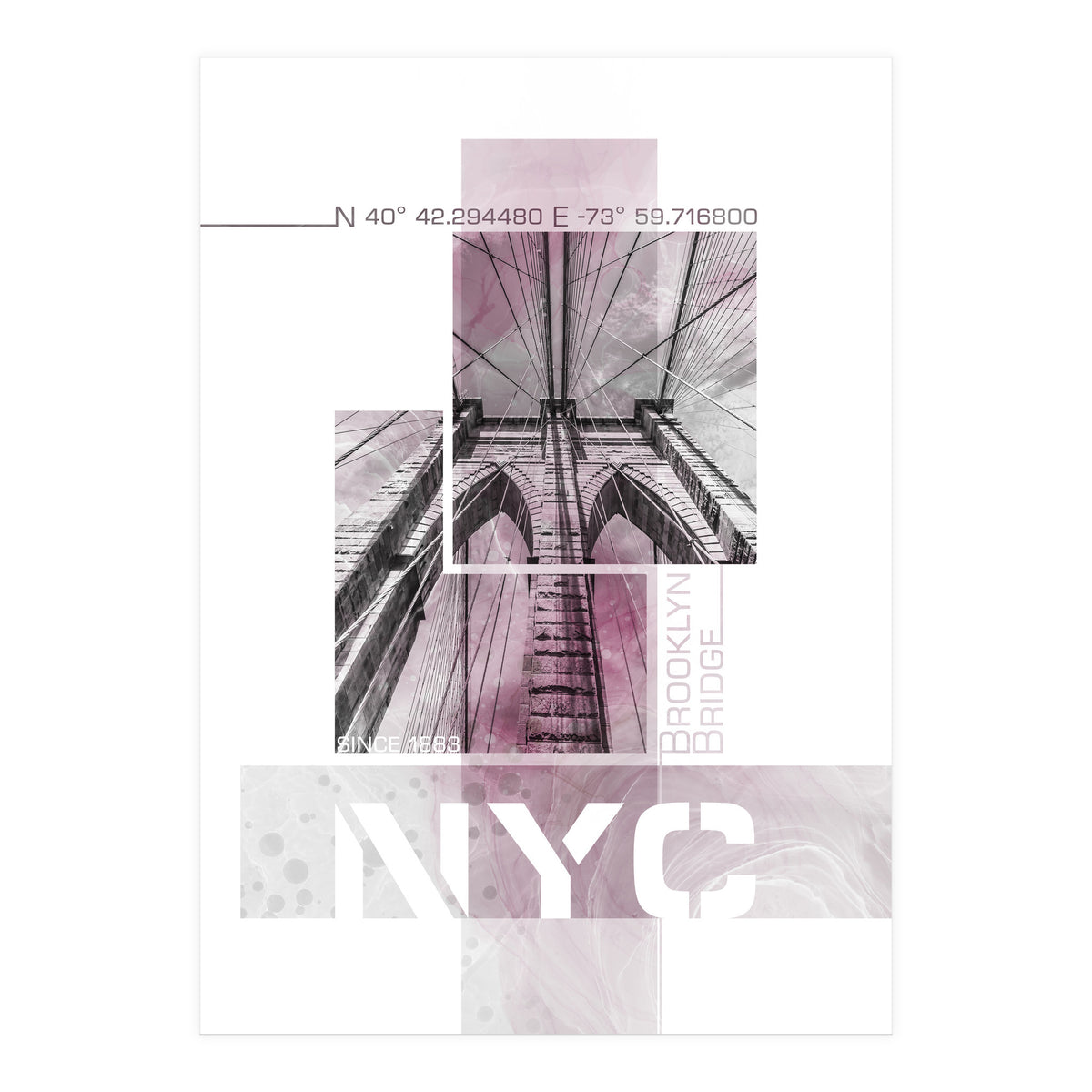 NYC Brooklyn Bridge Details | pink marble (Print Only)