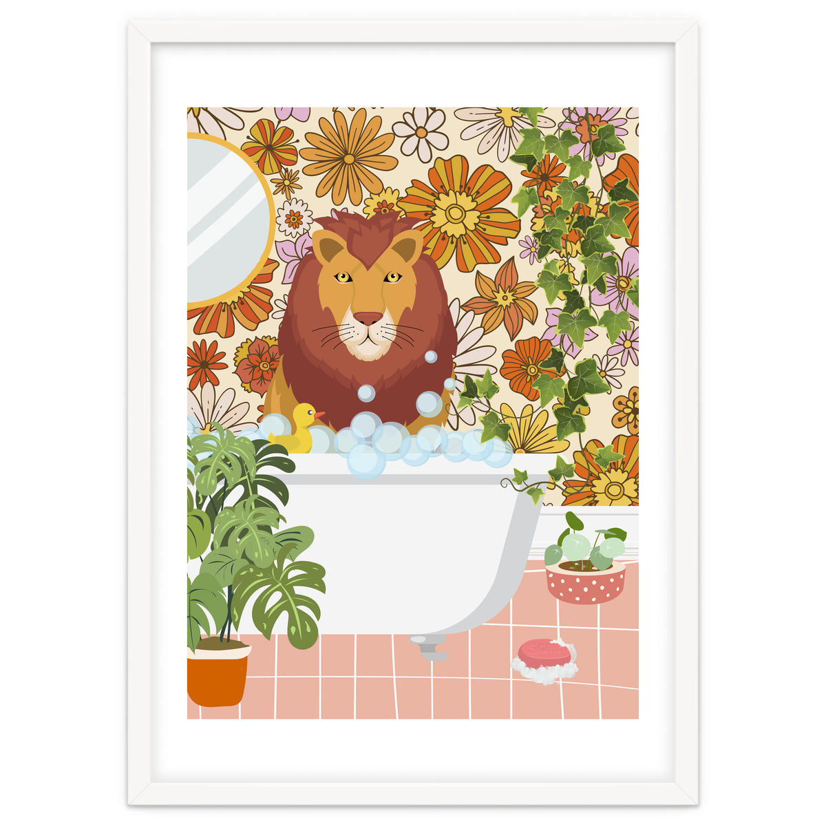 Lion Bathing on Groovy Bathroom