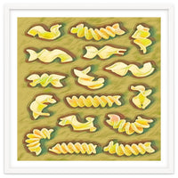 Pasta shapes fusilli and rotini