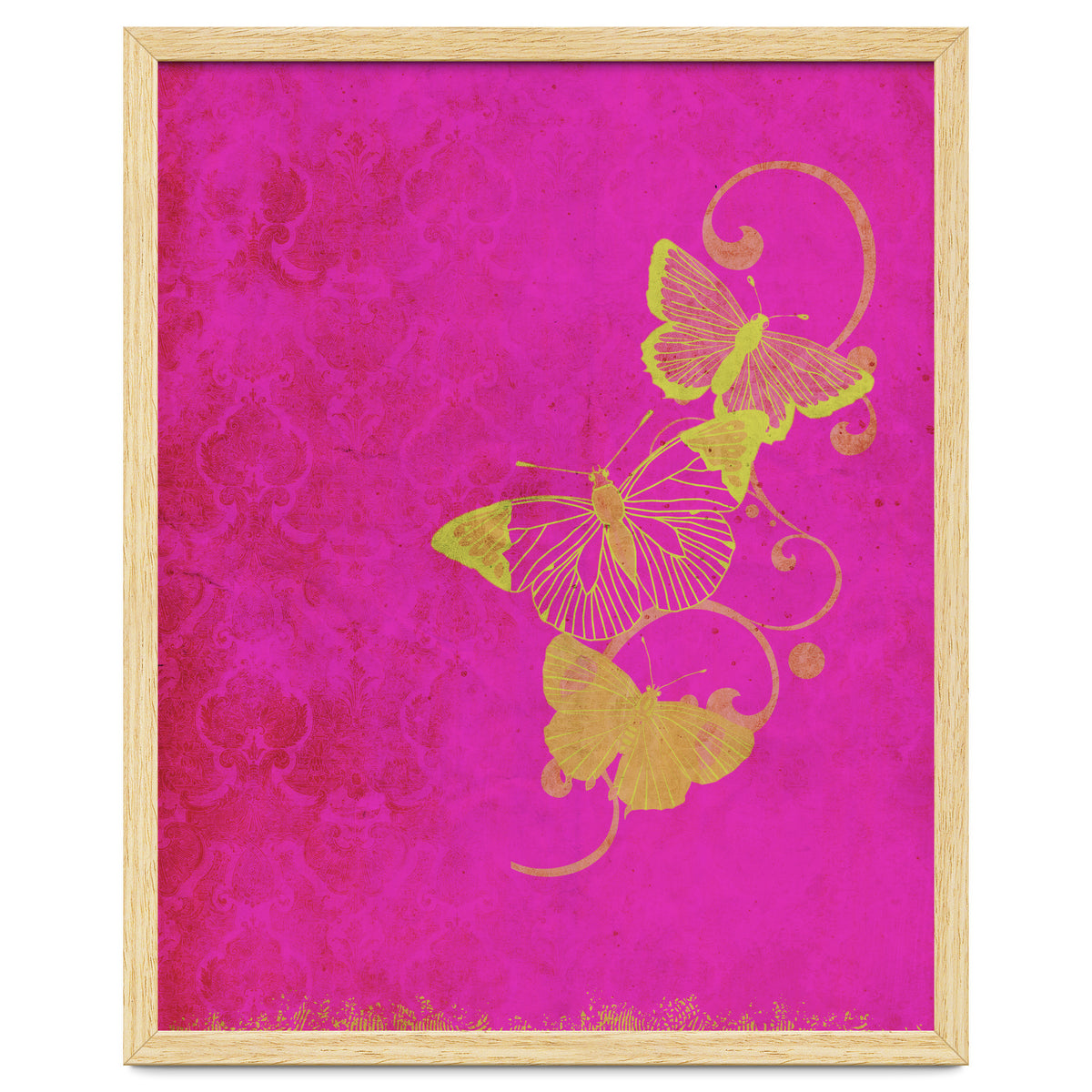 Yellow Butterflies on Pink