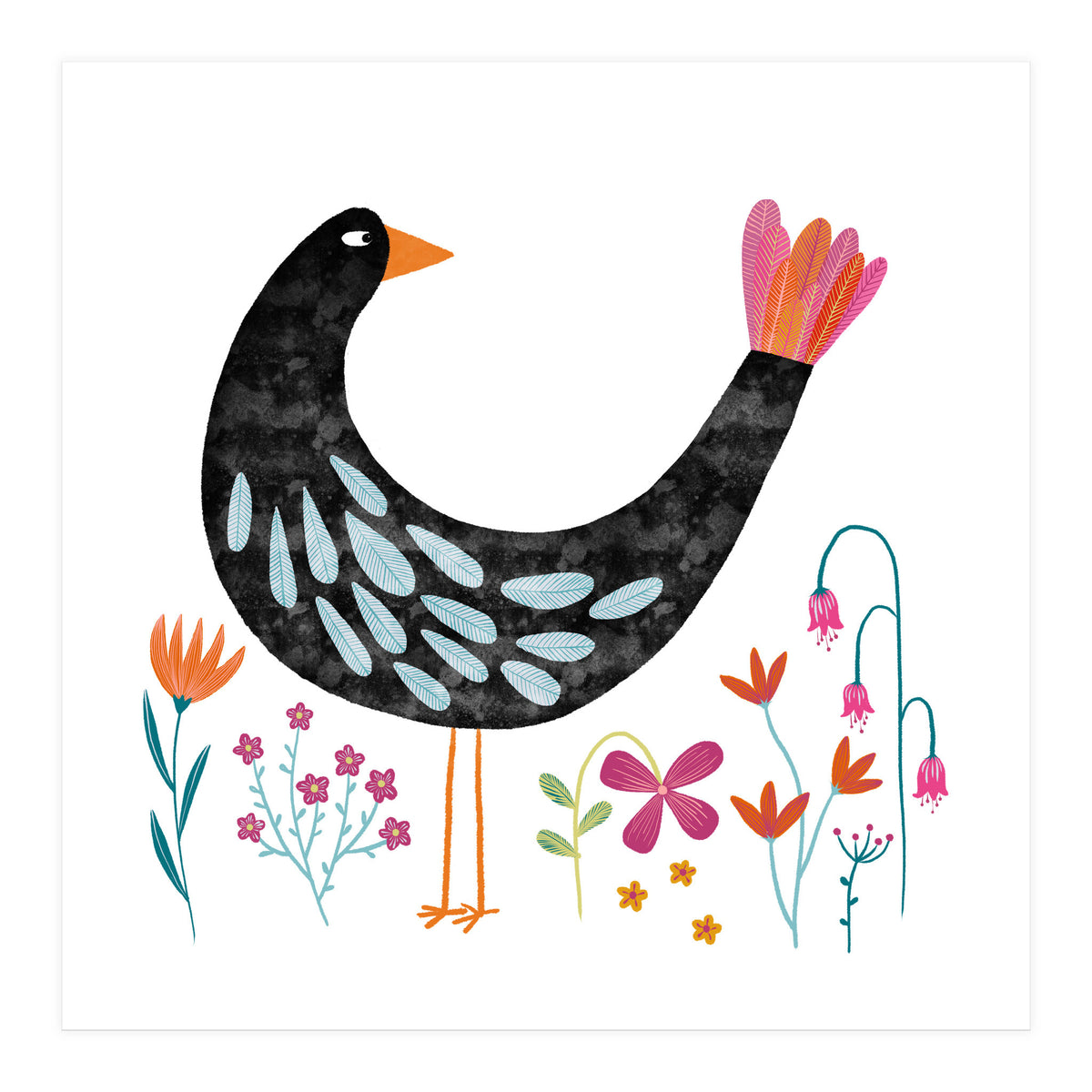 Bird with a Fancy Tail (Print Only)