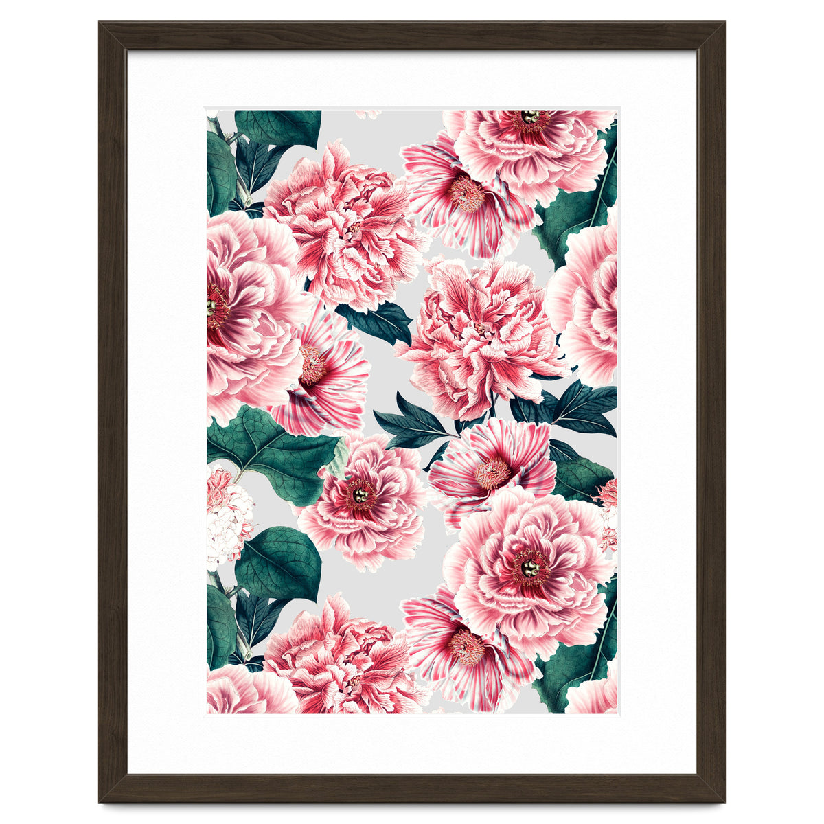Pattern pink vintage peonies