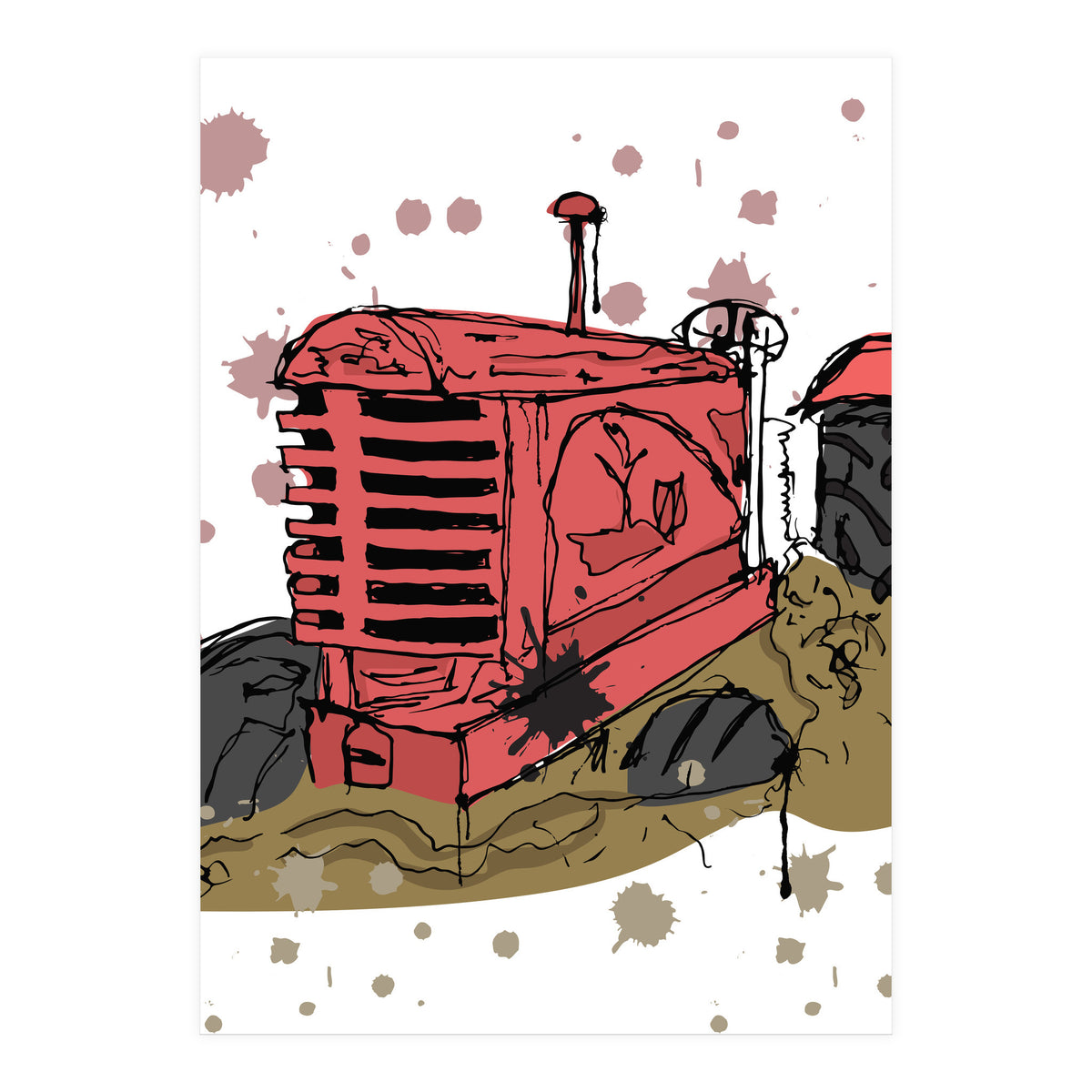 Abandoned tractor sketch (Print Only)