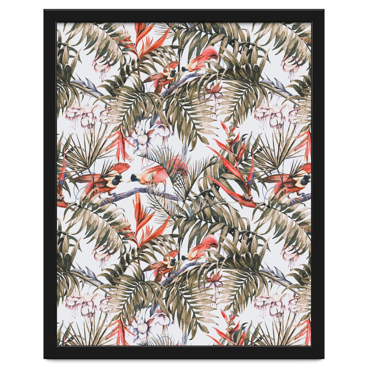 Exotic birds in the jungle paradise