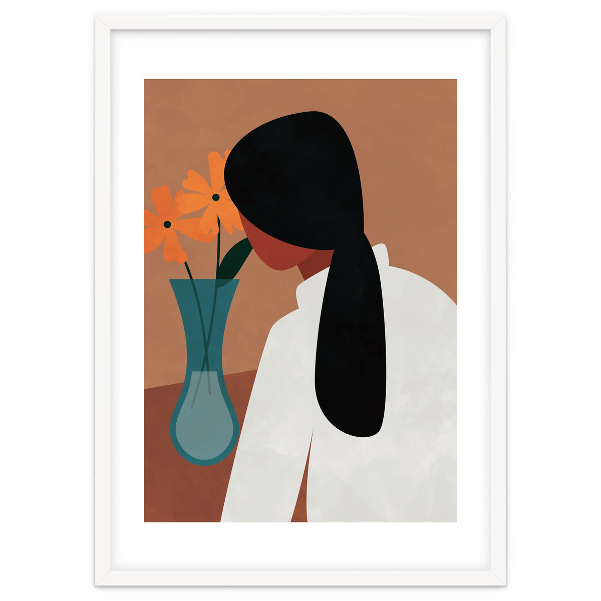 Modern Boho Woman with Flowers