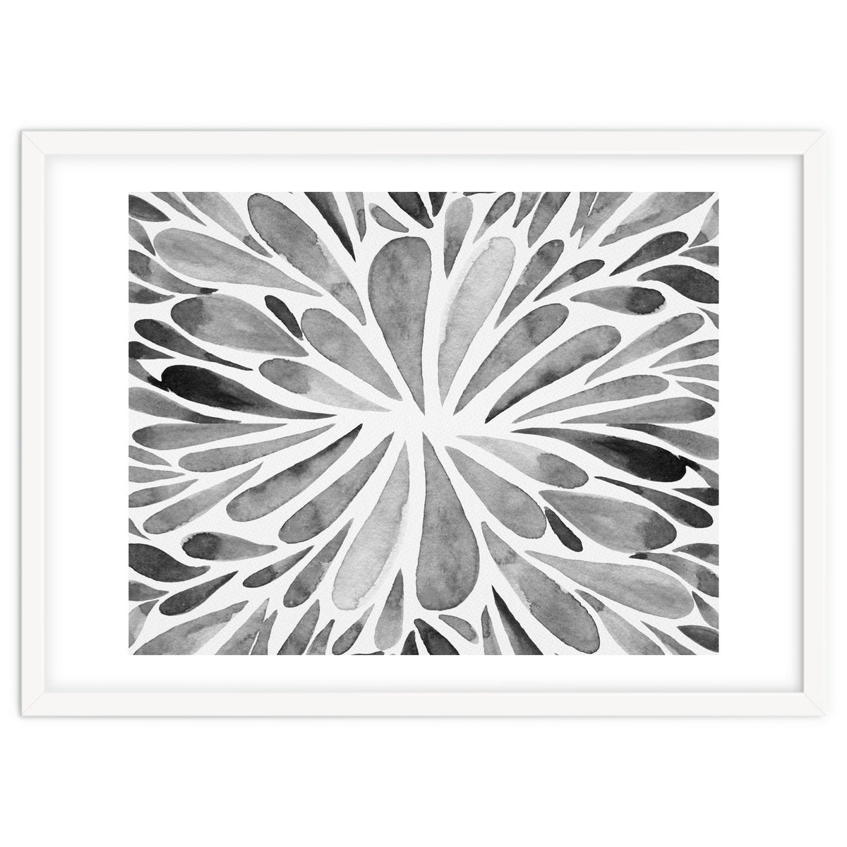 Retro abstract floral - black and white