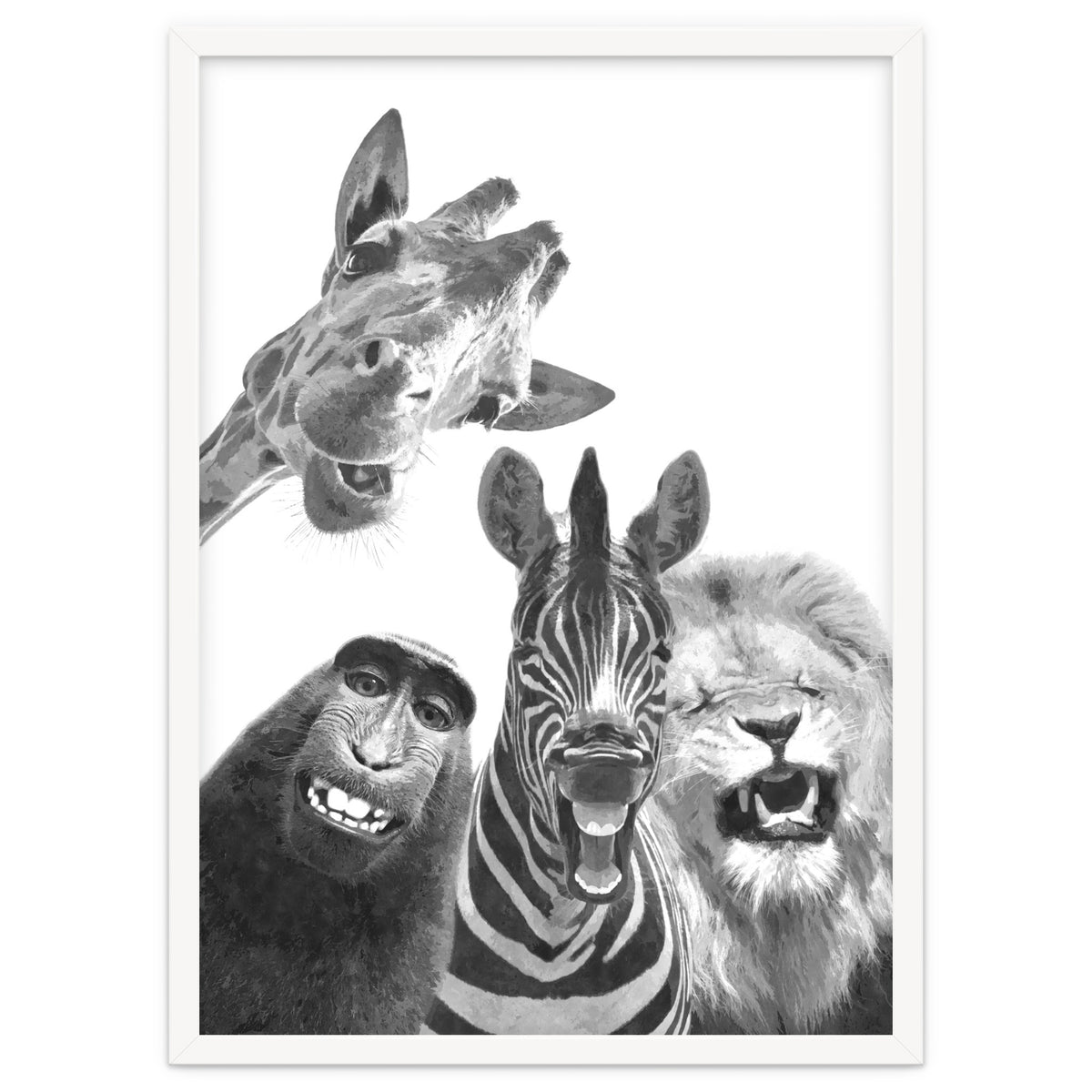 Black and White Jungle Animal Friends
