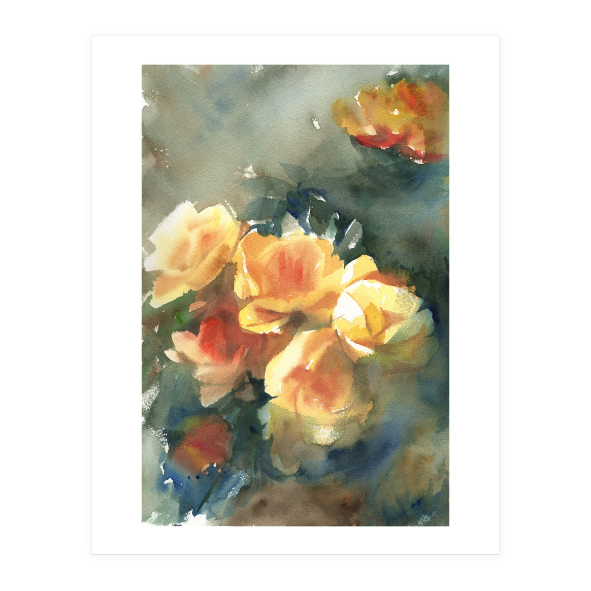 Abstract watercolor flowers (Print Only)