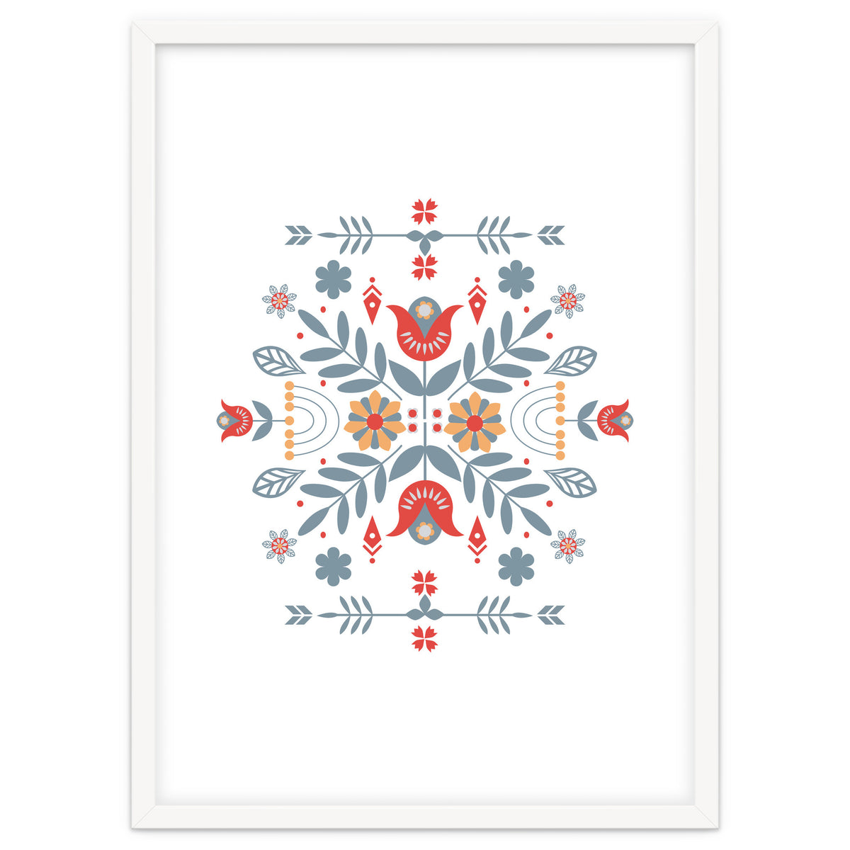 Scandinavian Folk Retro Flower Pattern