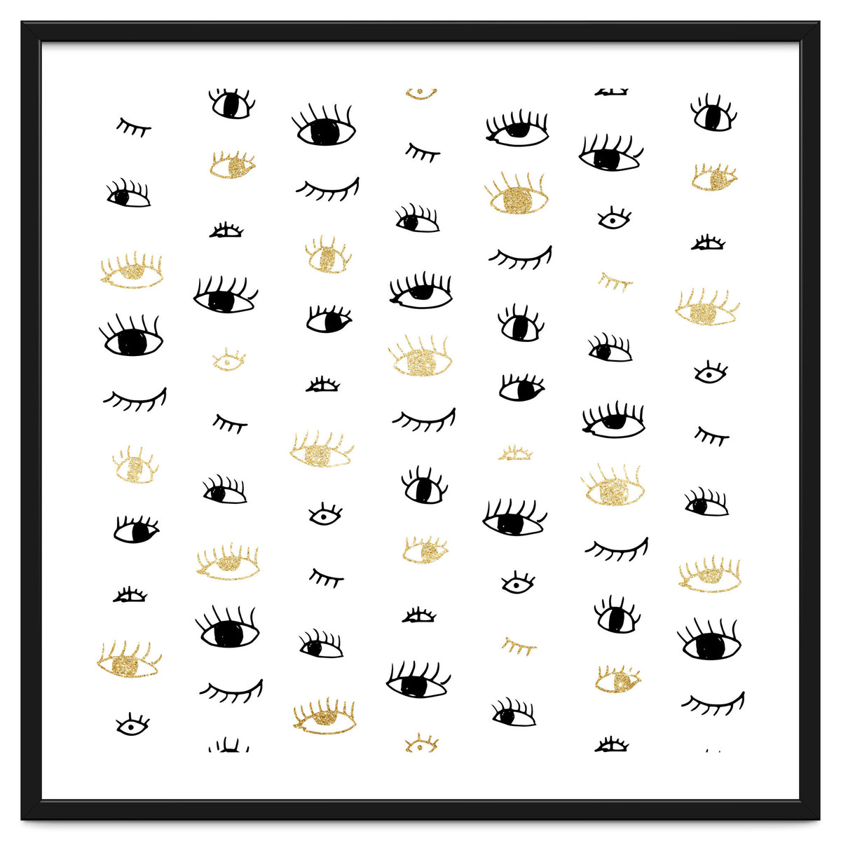 Gold and black eyes and lashes pattern