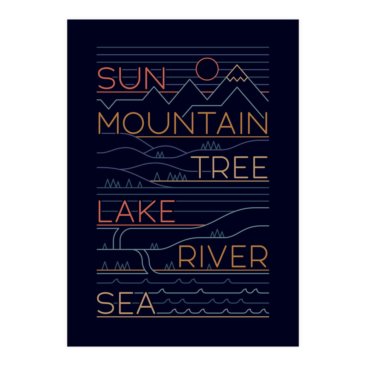 Sun, Mountain, Tree (Print Only)