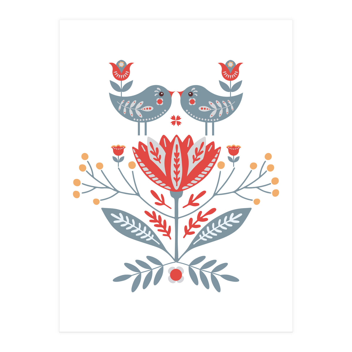 Scandinavian Folk Birds & Flowers (Print Only)