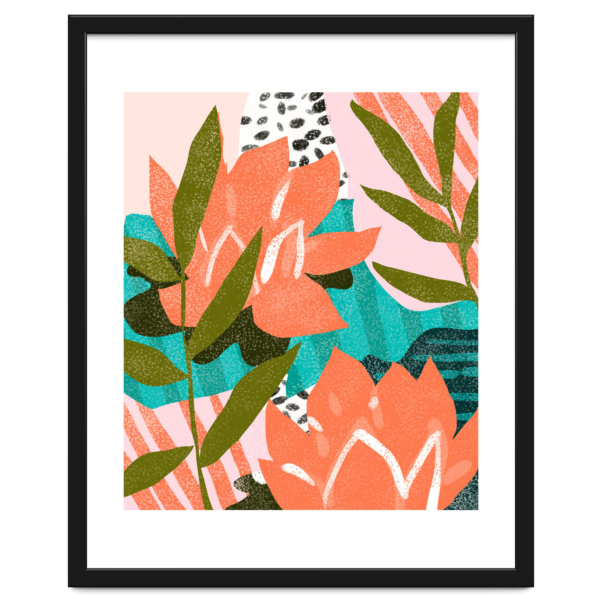 Forever in My Garden | Abstract Botanical Nature Plants Floral Painting | Quirky Modern Contemporary