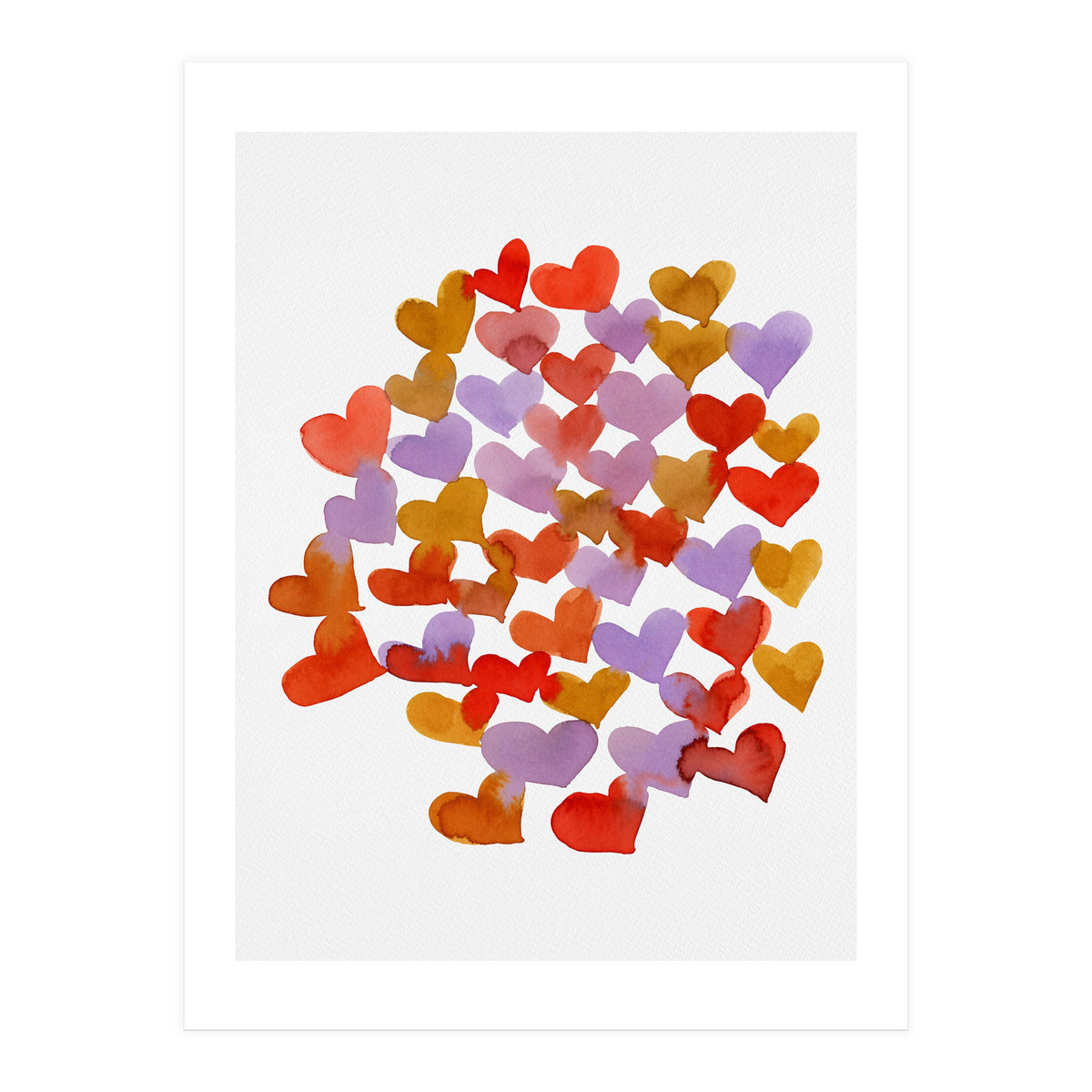 Watercolor melting hearts - retro (Print Only)